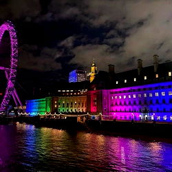 Vibrant Night Scene at the London Eye and Big Ben