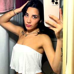 Beautiful OnlyFans Model with Tattoo Taking a Selfie in Bathroom