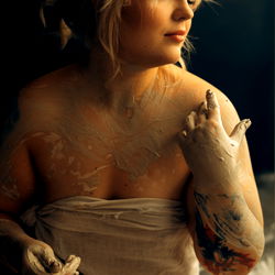Maggie Steele, Tattooed Model with Cake on Face