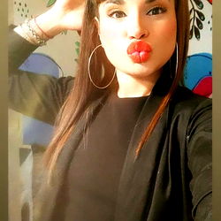 Model with Colorful Makeup in a Selfie