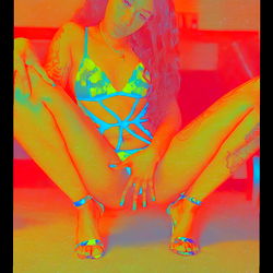 Vividly Colored Model in a Bikini