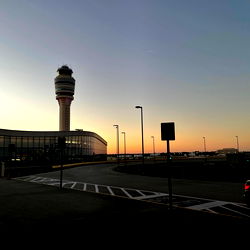 Airport at Sunset with Airplane