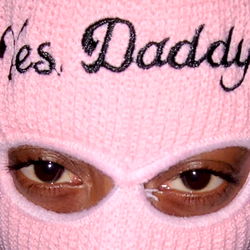 Onlyfans Model in Unique Pink Knit Mask