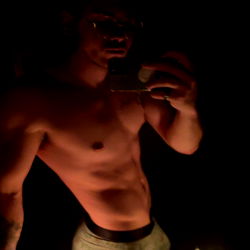 Fitness Enthusiast in Dark Room