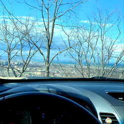 Car Interior with Dashboard and Steering Wheel