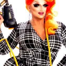 Vivid and Colorful Character in Striped Suit