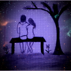 Artwork of a Couple Under the Night Sky