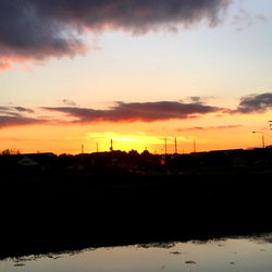 A Striking Sunset over a Pond