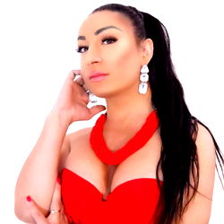 Stunning OnlyFans Model Antonellatrans in Red Dress and Large Earrings