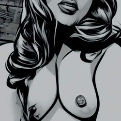 Stylized illustration of Nikky Swallows, an adult model