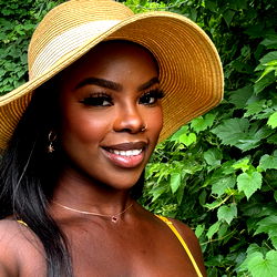 Summertime Fashion: ChrissyK Free in Straw Hat and Floral Dress