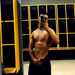 Fitness Enthusiast in Gym Locker Room