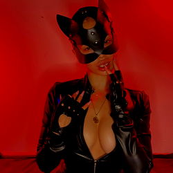 Adell, a VIP model in a leather ensemble