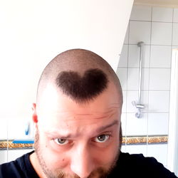 Creative Heart Haircut in Bathroom Mirror