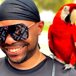 Man with Parrot on His Shoulder