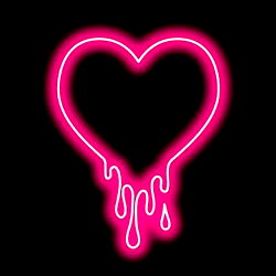 A Pink Neon Heart with Leak Symbols