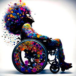 A Colorful Artwork of a Wheelchair User