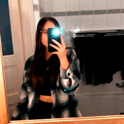 Ana Maria, a German model in a public restroom