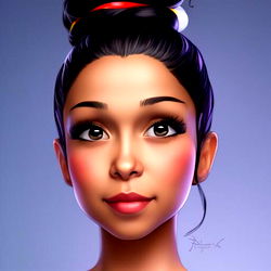 3D Illustration of a Woman with an Afro and Highlighted Hair