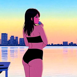 Ali, Anime Character, in a Beach Setting