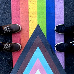 Vibrant Rainbow Artwork at a Street Corner