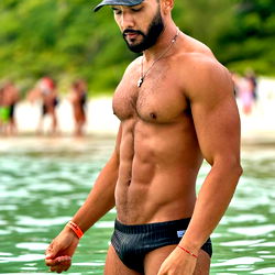 Fitness Model Jonden Shirtless at the Beach