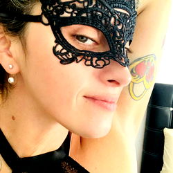 Sky, a Model in a Stylish Mask and Lingerie