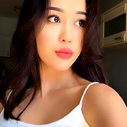 Charming Asian Female with Red Lipstick