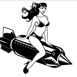 Model Alex Posing with Rocket in Stylized Illustration