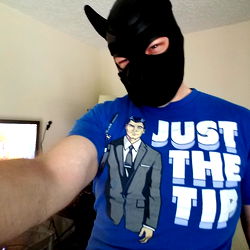 Black and Blue Dog-Inspired T-Shirt on Man