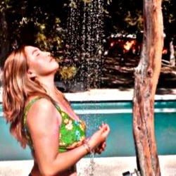 Woman in Blue Bikini Cooling Off