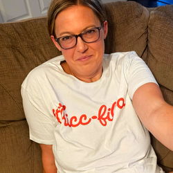 Flora Mae on a couch