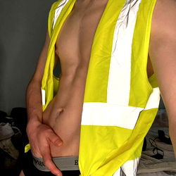 Model in Construction Vest