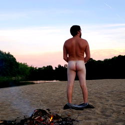 Nude Model on Beach, Evening Light