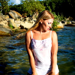 Female OnlyFans Model Posing in River