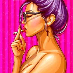 Vibrant Vixen Smoking in Style