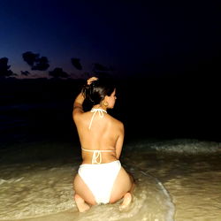 Beautiful Alexandra Mendez on the Beach at Night