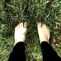 Creative Foot Art in Grass