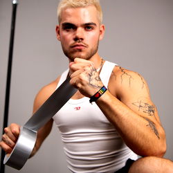 Master On Twinks 😈🖤⛓️: Fitness Model Posing with Kettlebell