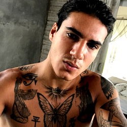 Stylish Fitness Model With Tattoos Posing for Camera