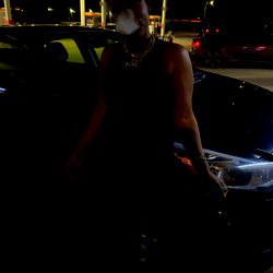 Onlyfans Model Posing with Car at Night