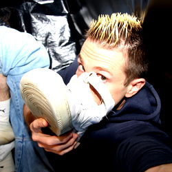 RubberSkaterBoy in an industrial setting