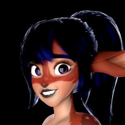 AgentRedGirl: A 3D Character from OnlyFans with a Fierce Expression and Purple Hair
