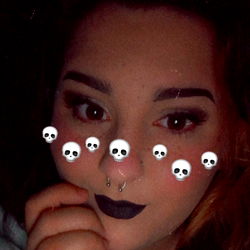 Cute Girl in Skull-themed Makeup with Spooky Eye Decals