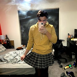 Under your bed Model, August, Posing in School Uniform and Dress Shoes