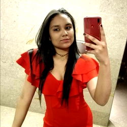 Adrianna Acuña - Elegant Model in a Red Dress