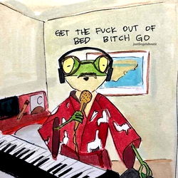 Silly Cartoon of a Frog with Headphones