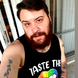 Bearded Man in Tattoo Parlor with Colorful Tattoos, Corey ✨🩵