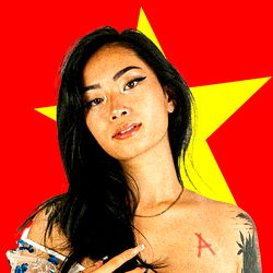 Asia Ninina, Young Model and Tattoo Artist with Tattoos on Face and Arm