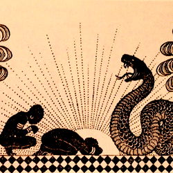 Elegant Snake and Bird Mosaic Art